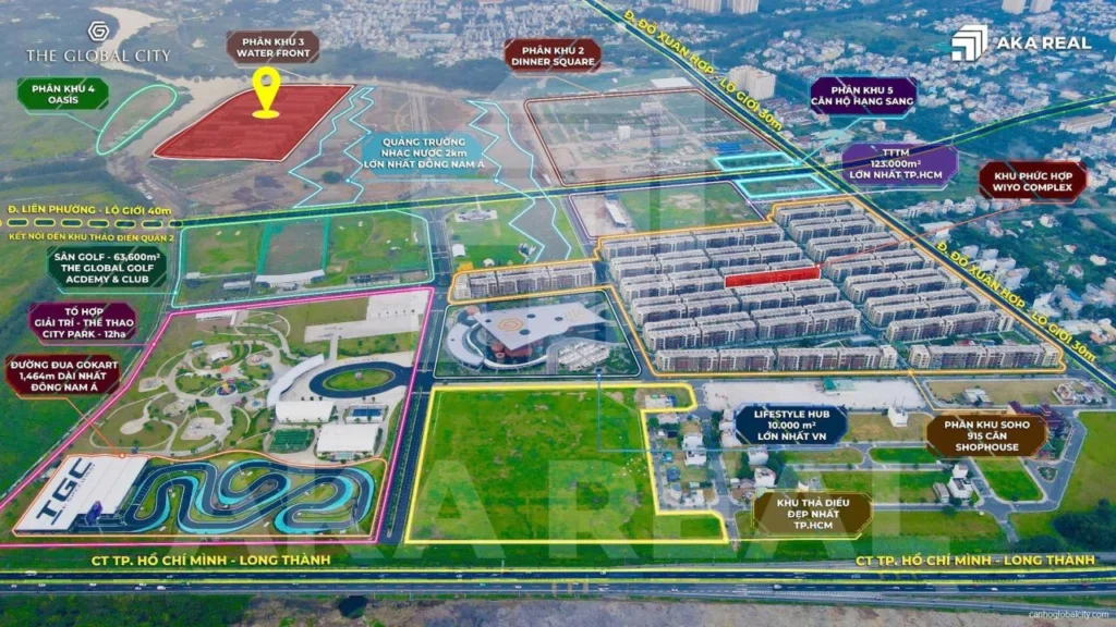 vi tri nha pho vuon waterfront global city Villa SOLA The Global City